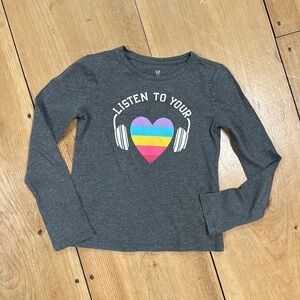 Gap 'Listen To Your Heart' Graphic headphone  Long Sleeve T-Shirt Size M, Gray